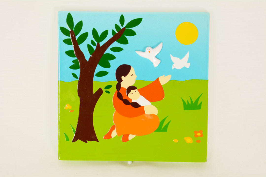 Quadretto Mamma-Bimbo cm 13x13