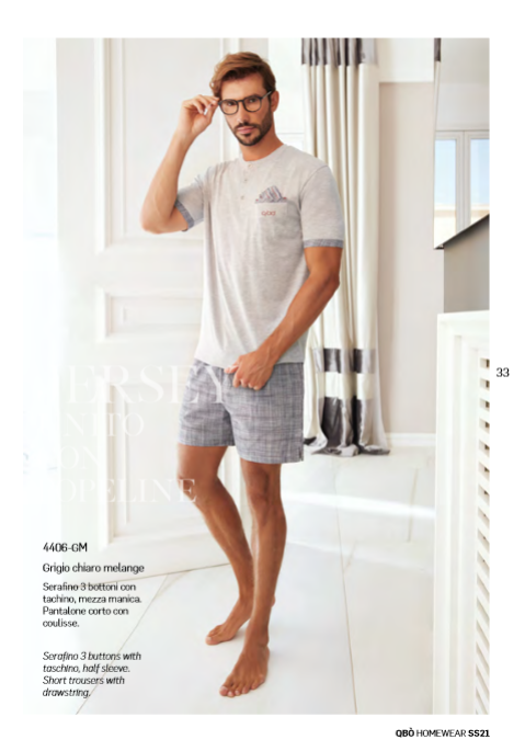 Pigiama Uomo Pigiami Con Pantaloncini Estivo Lungo Reliwel Pigiama