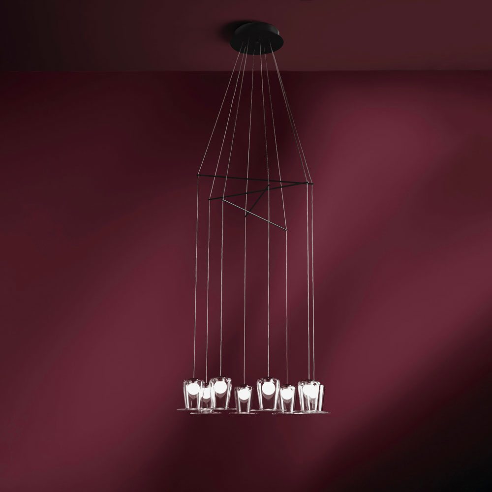 MARYON SOSPENSIONE 8 LUCI MARRONE OSSIDATO 8x2W 3000K