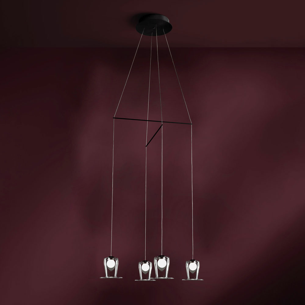 MARYON SOSPENSIONE 4 LUCI MARRONE OSSIDATO 4x2W 3000K