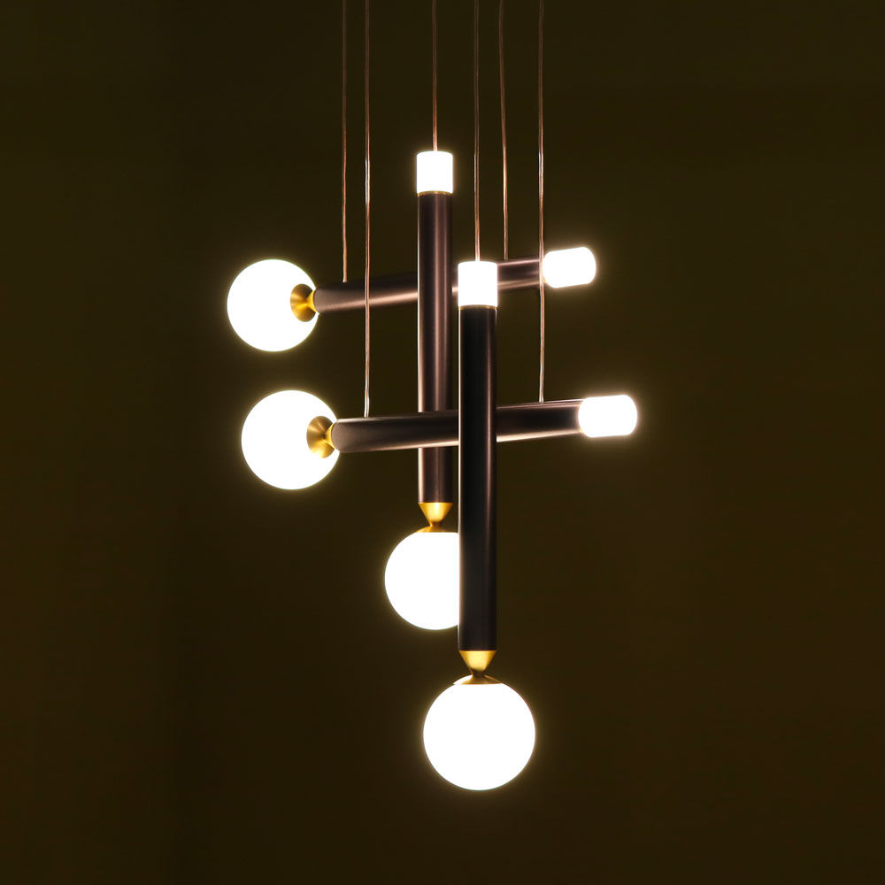 SEVENTY SOSPENSIONE 4 LUCI MARRONE OSSIDATO 4x2W+4x4W 3000K