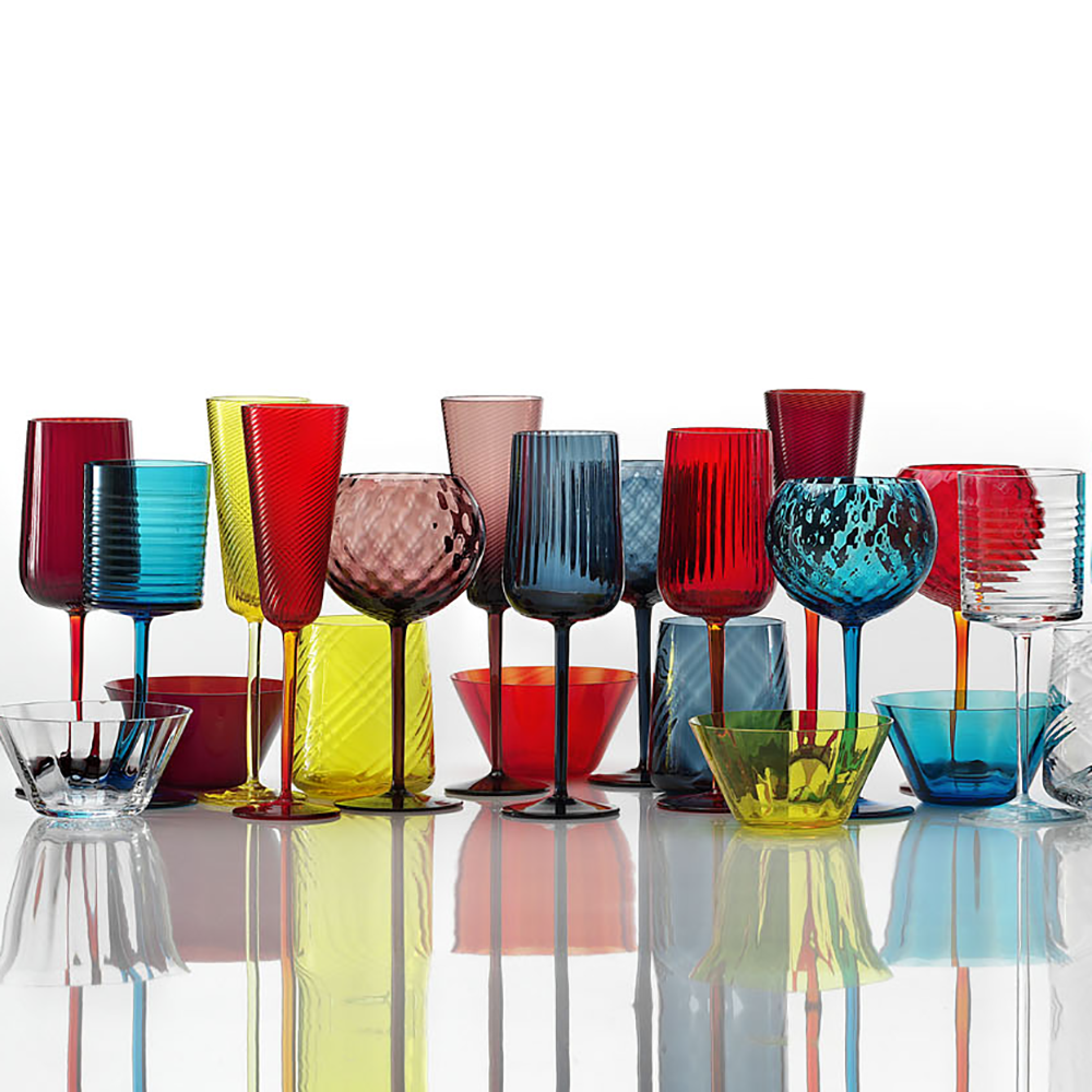 Masonmoretti Water Glass Gigolo Horizontal Striped Red