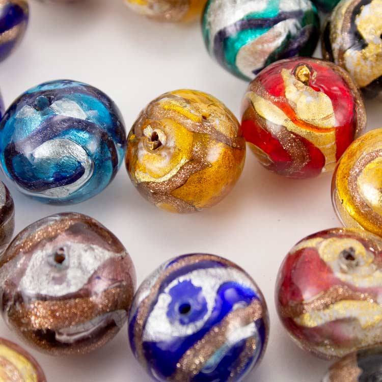 Perla In Vetro Di Murano Con Fiori Viola E Verde - Argento 925, Per Bracciali E Collane - Foto 7