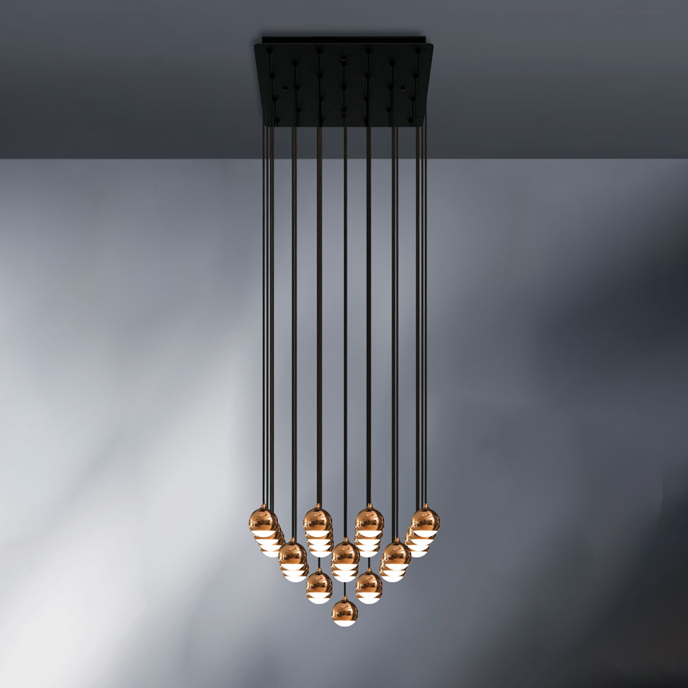 SHALLOW SOSPENSIONE 25 LUCI ORO ROSA 62W 3000K