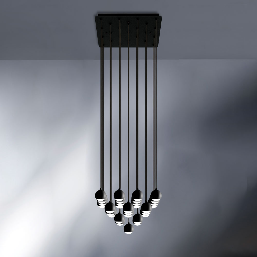 SHALLOW SOSPENSIONE 25 LUCI NERO 62W 3000K