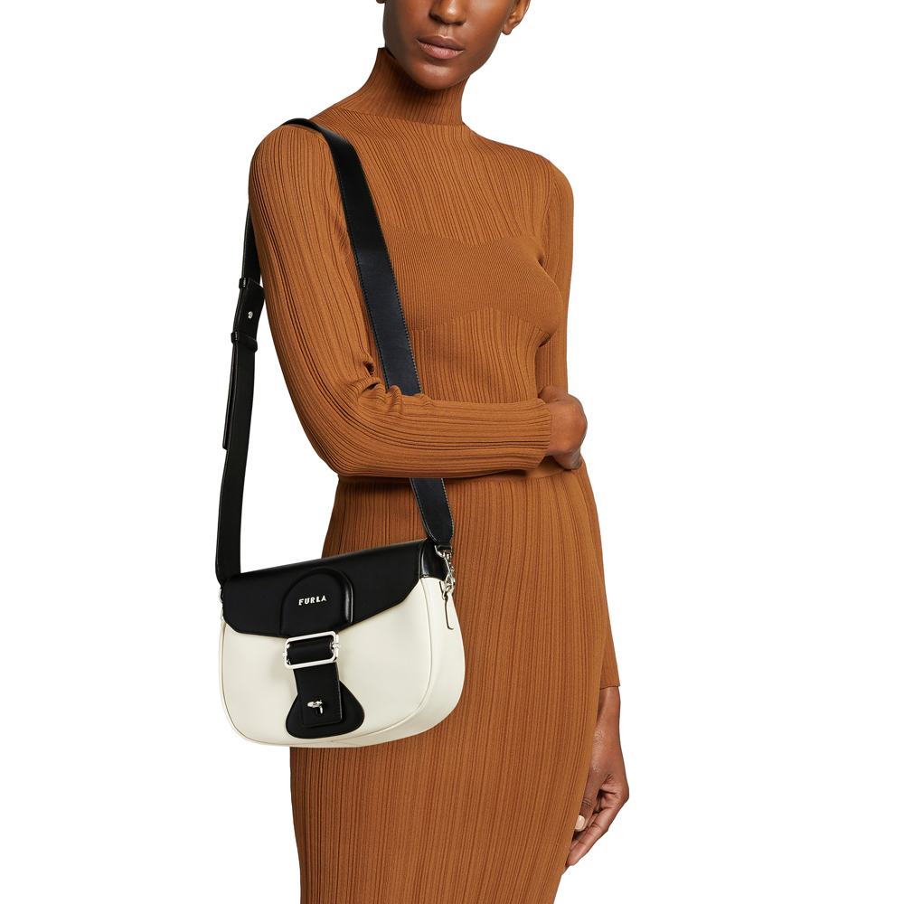 Sac à bandoulière Furla AMAZZONE  WHITE COTTON+NERO