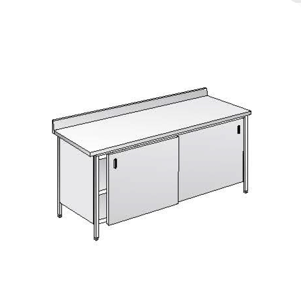 Tavolo Acciaio Inox Armadiato AISI 304 - Dim. 140x60x85 cm - con Alzatina