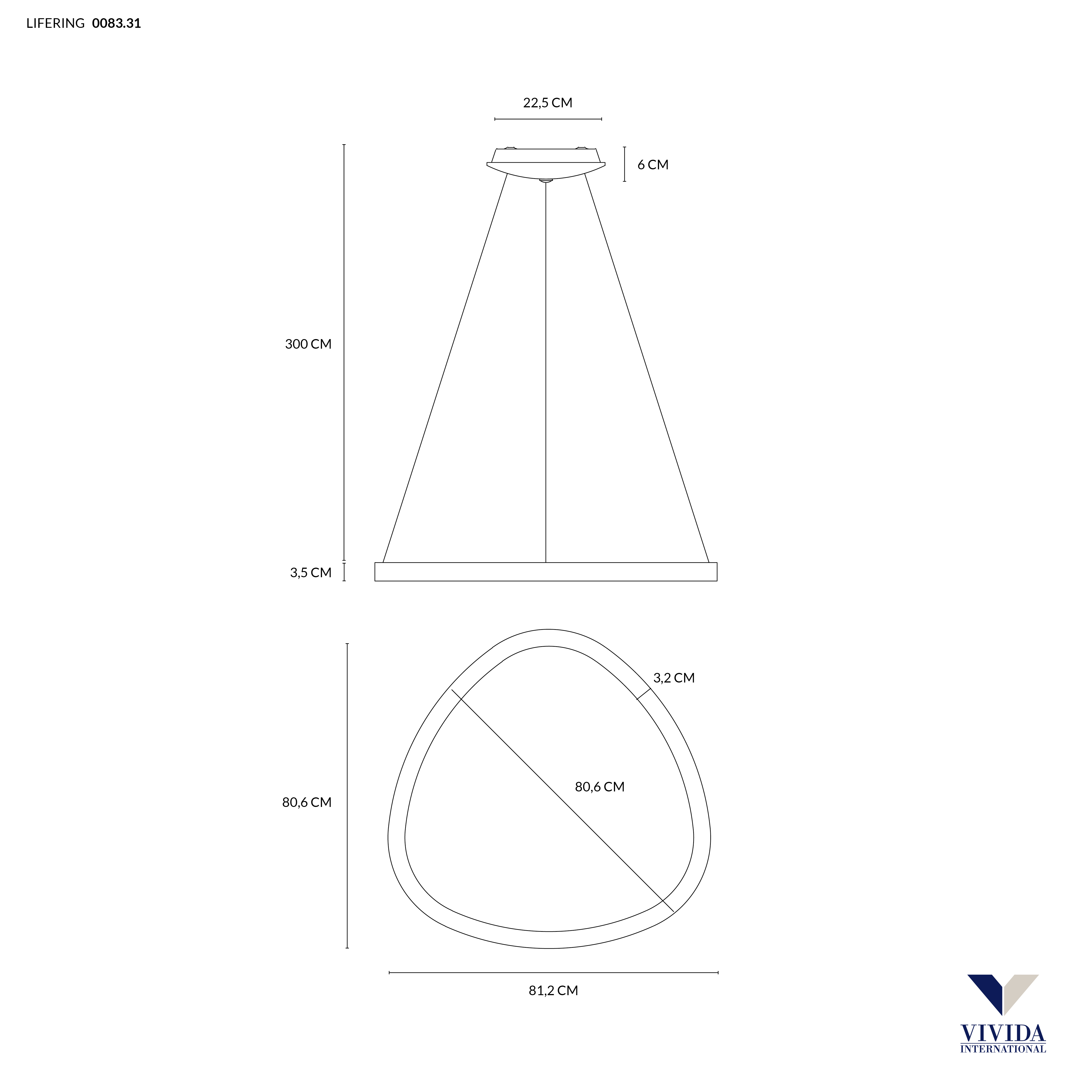 LIFERING-P 81 NERO SOSPENSIONE 60W 3000K-4000K DIMMERABILE