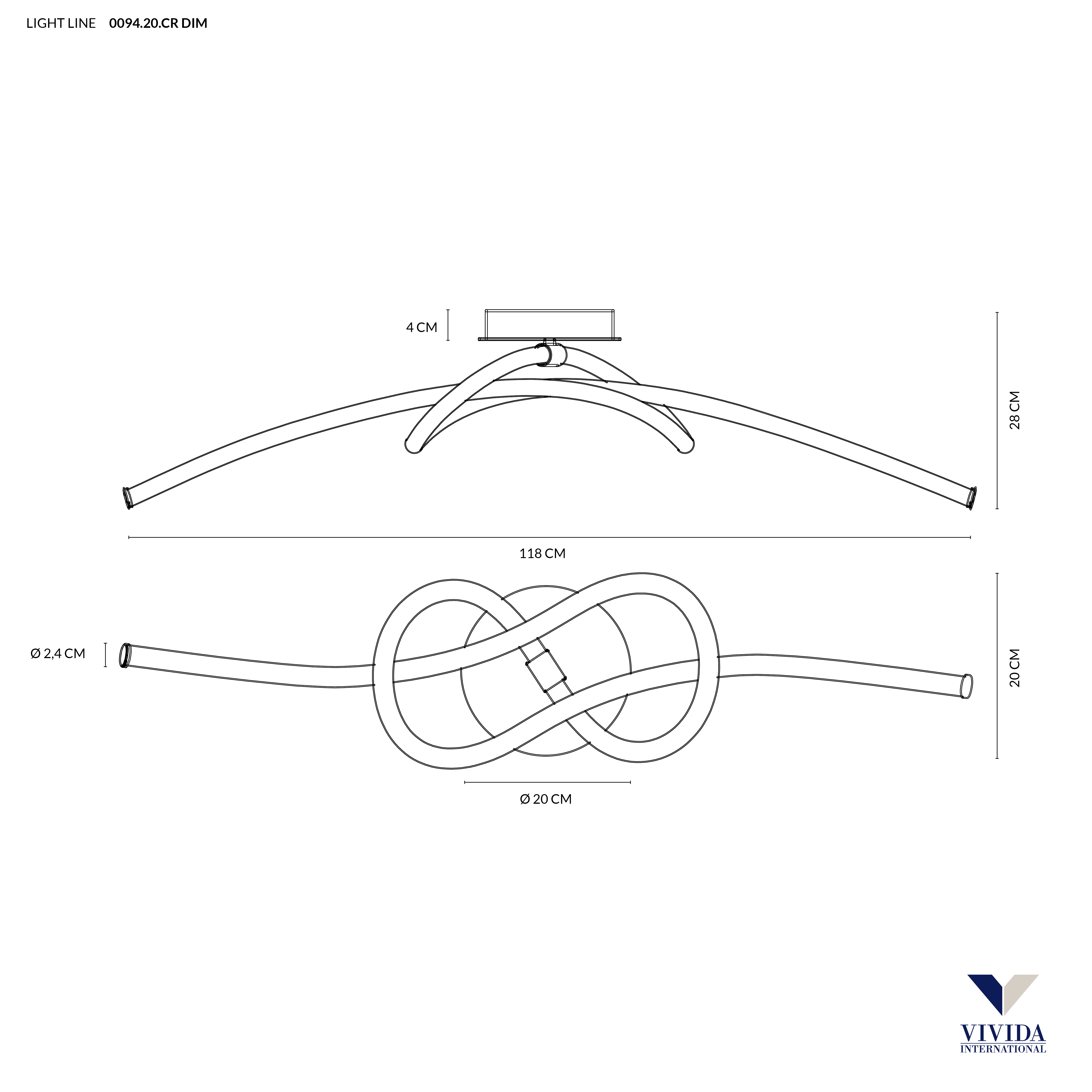 LIGHT LINE APPLIQUE BIANCO+CROMO 32W 3000K DIMMERABILE