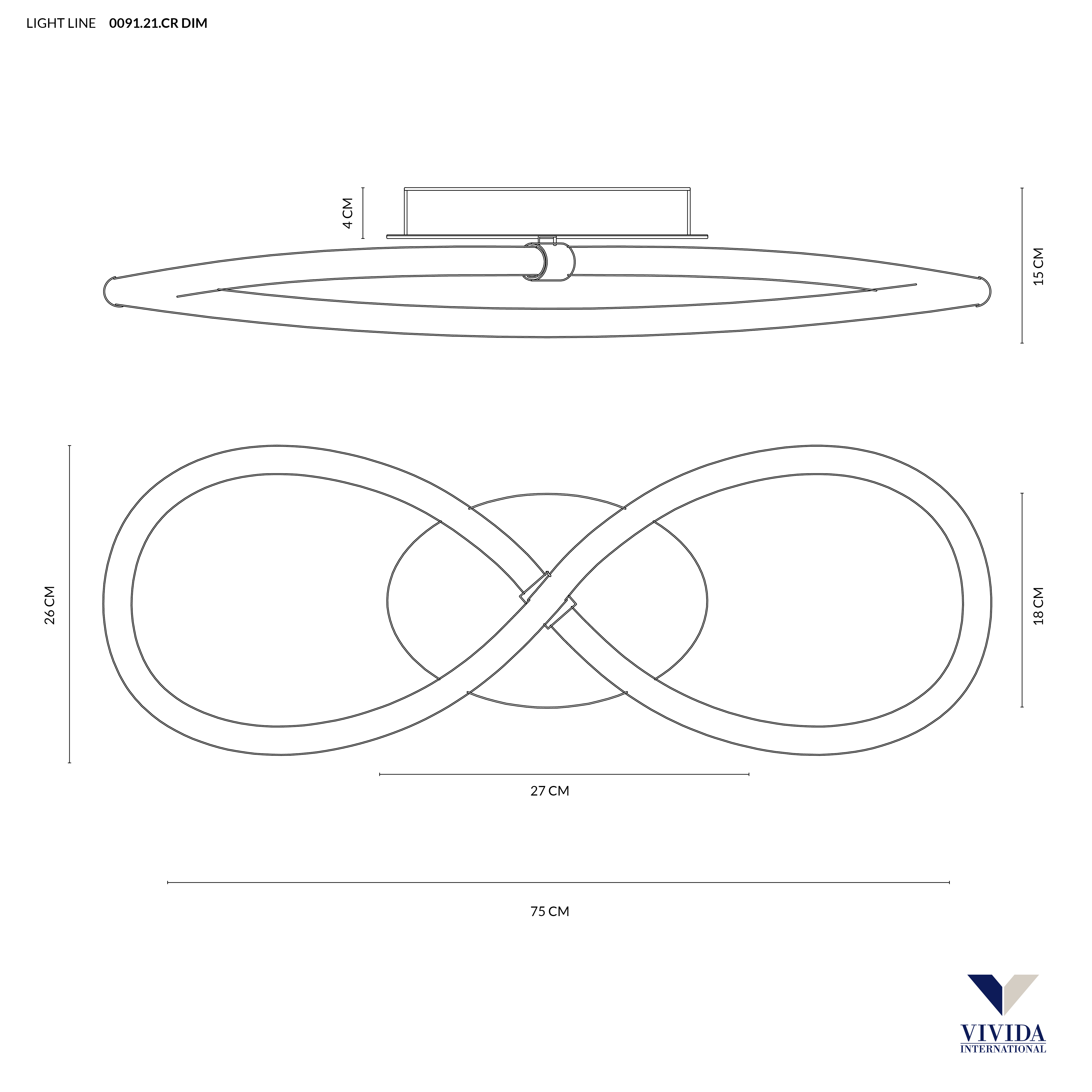 LIGHT LINE APPLIQUE 30W 3000K DIMMERABILE