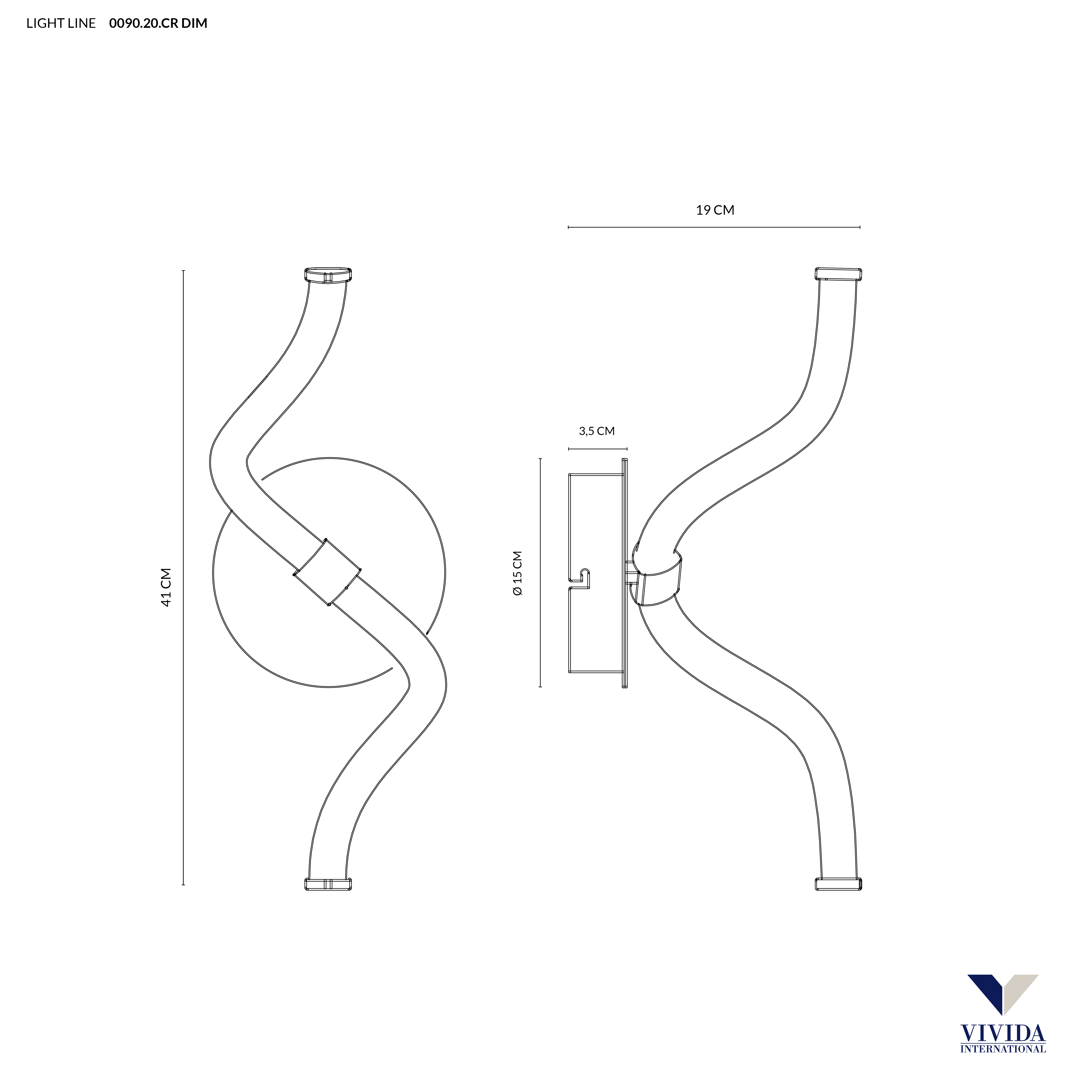 LIGHT LINE APPLIQUE BIANCO+CROMO 8W 3000K 