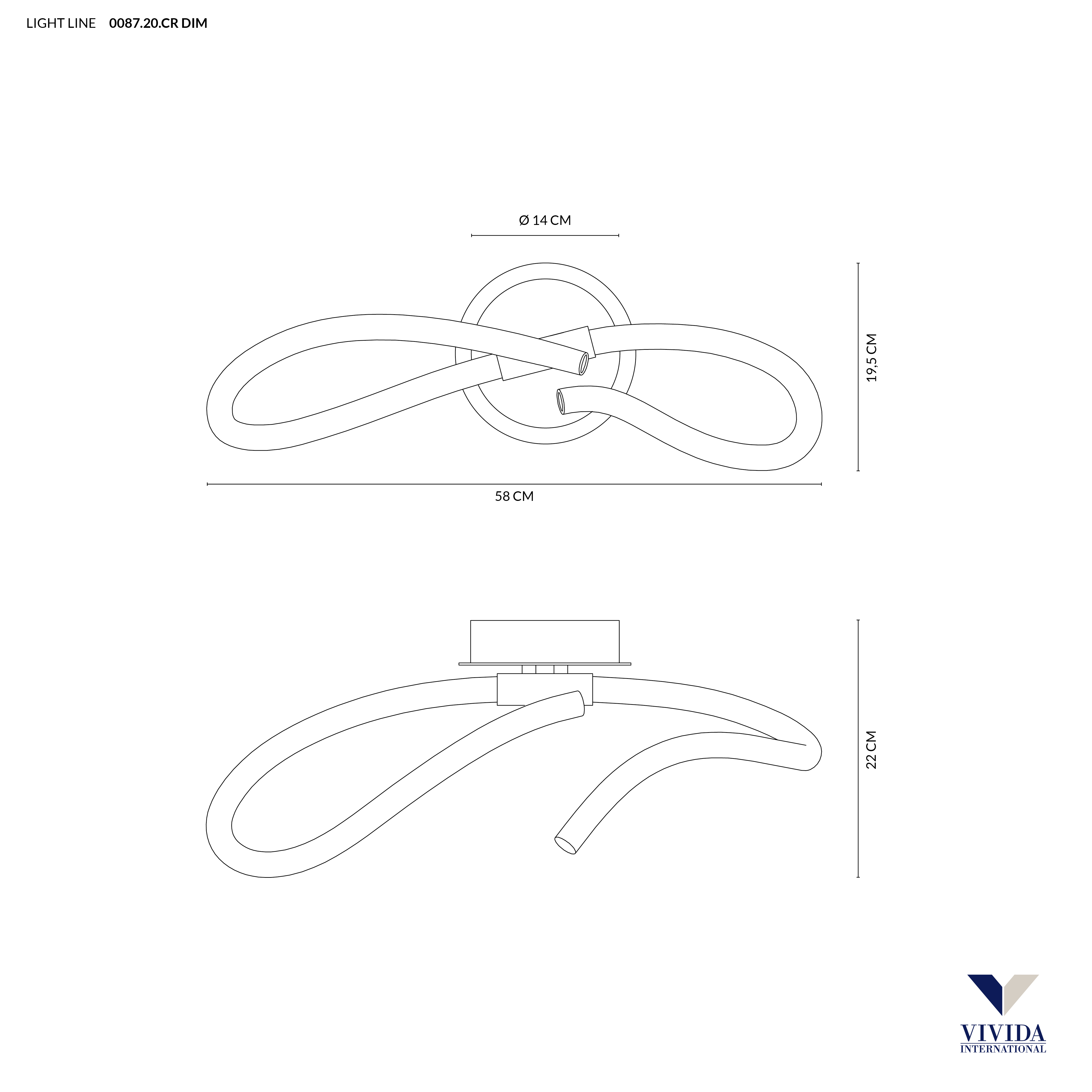 LIGHT LINE APPLIQUE NODO BIANCO+CROMO 21W 3000K DIMMERABILE