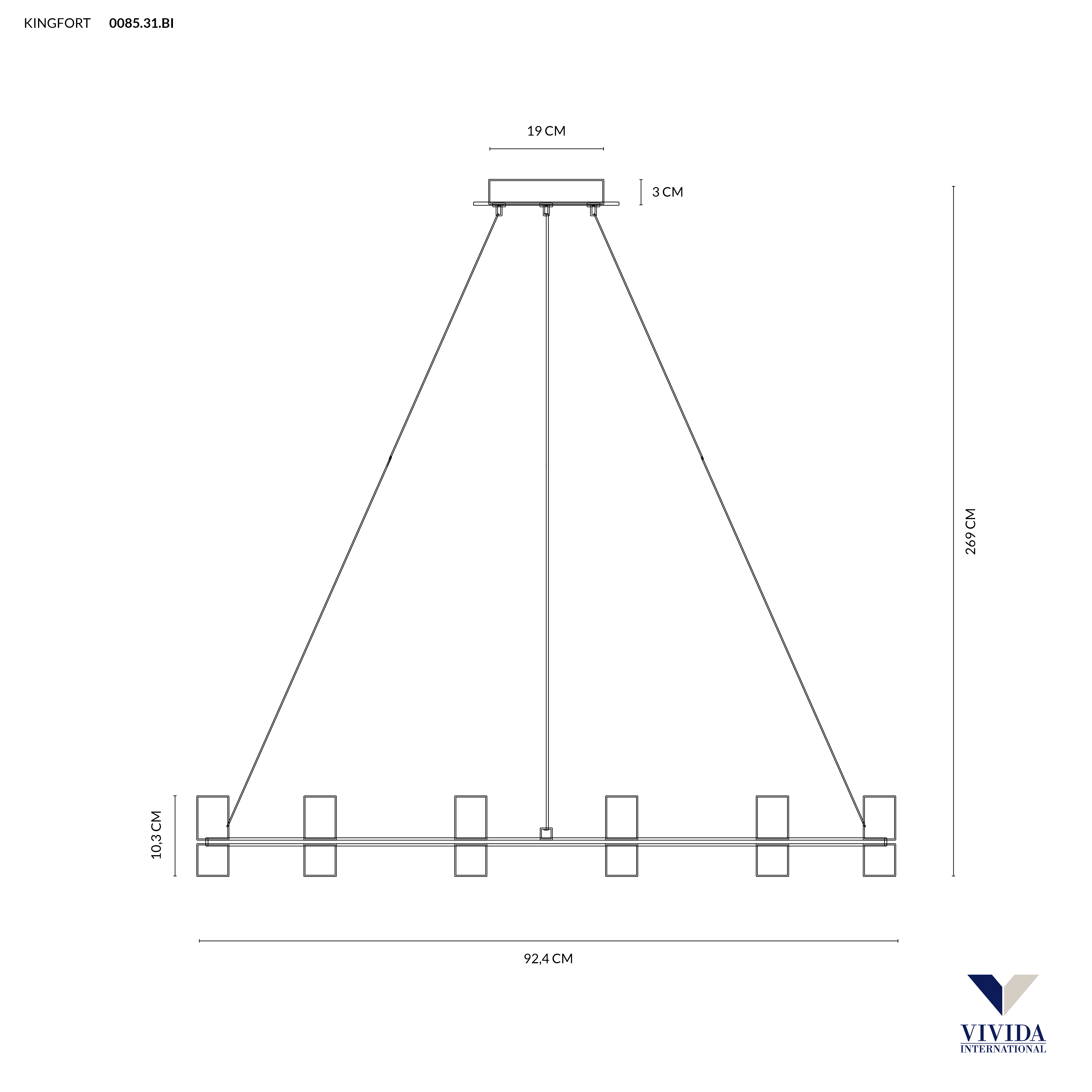 KINGFORT SOSPENSIONE 16 LUCI NERO 16x4W 3000K