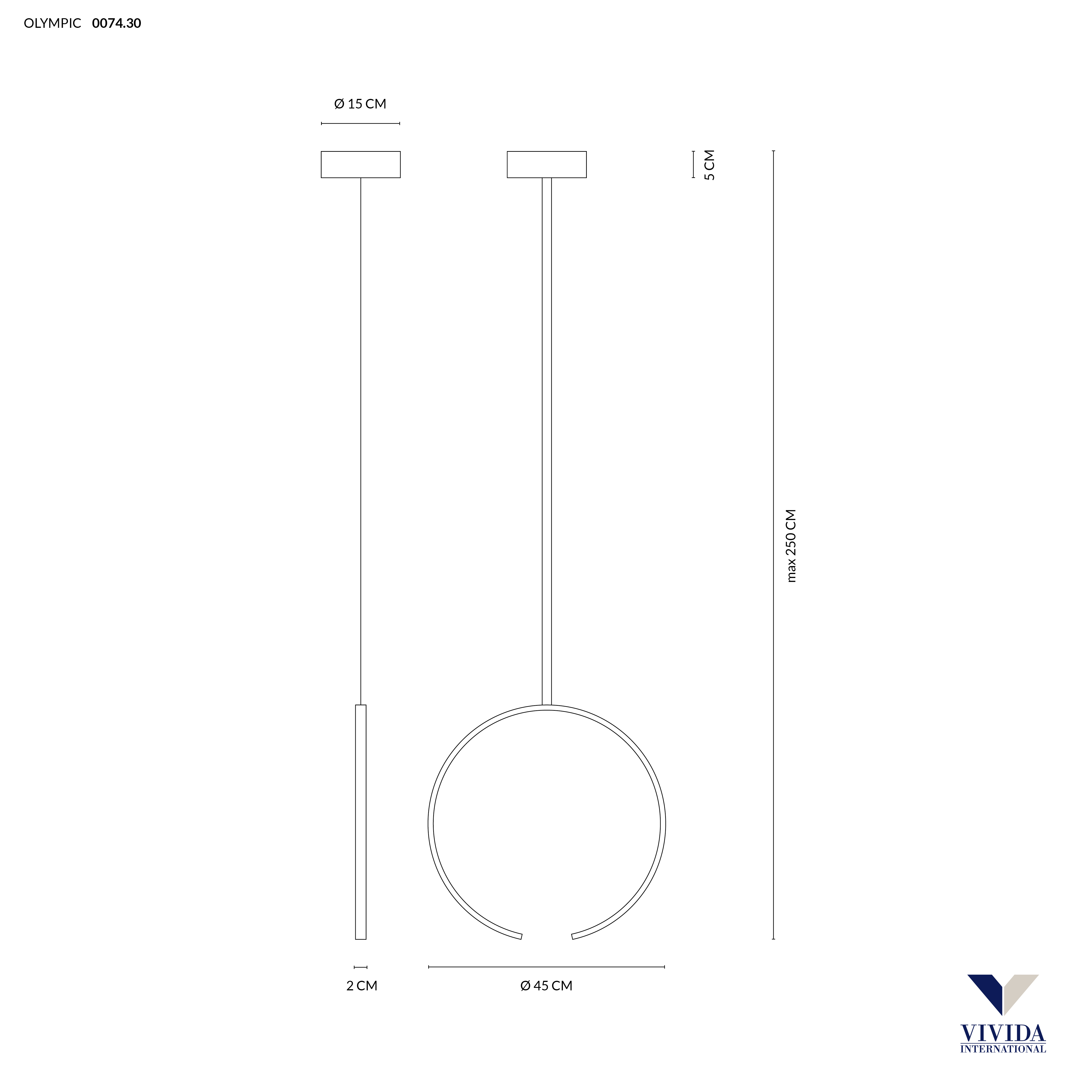 OLYMPIC SOSPENSIONE Ø45 BIANCO 25W 3000K