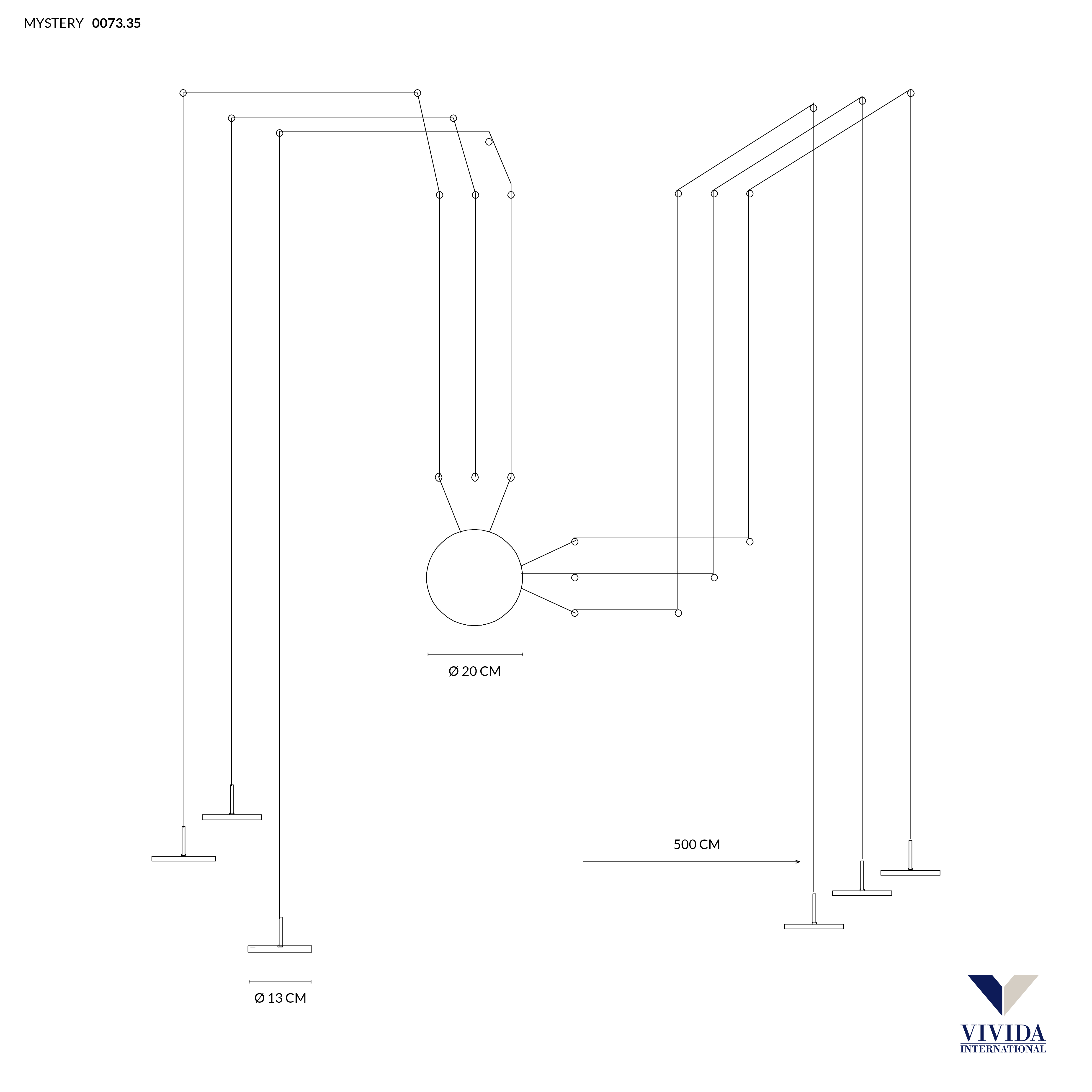 MYSTERY SOSPENSIONE 6 LUCI BIANCO 60W 3000K