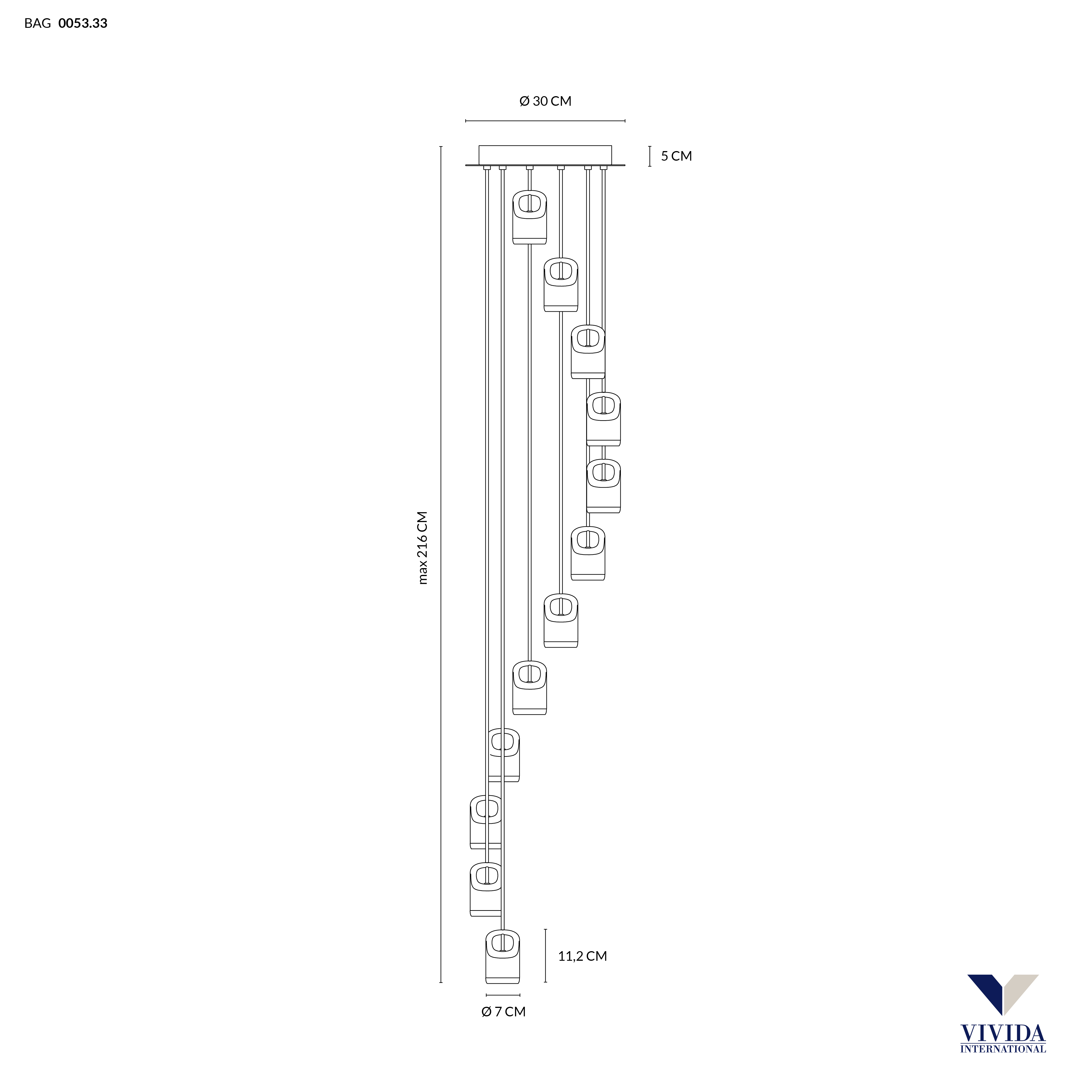 BAG SOSPENSIONE CASCATA ORO ROSA 38W 3000K