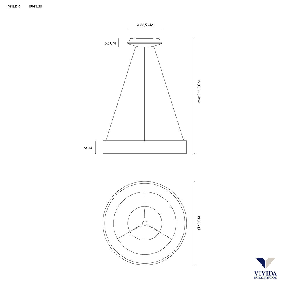 INNER-R SOSPENSIONE Ø60 BIANCO 50W 3000K