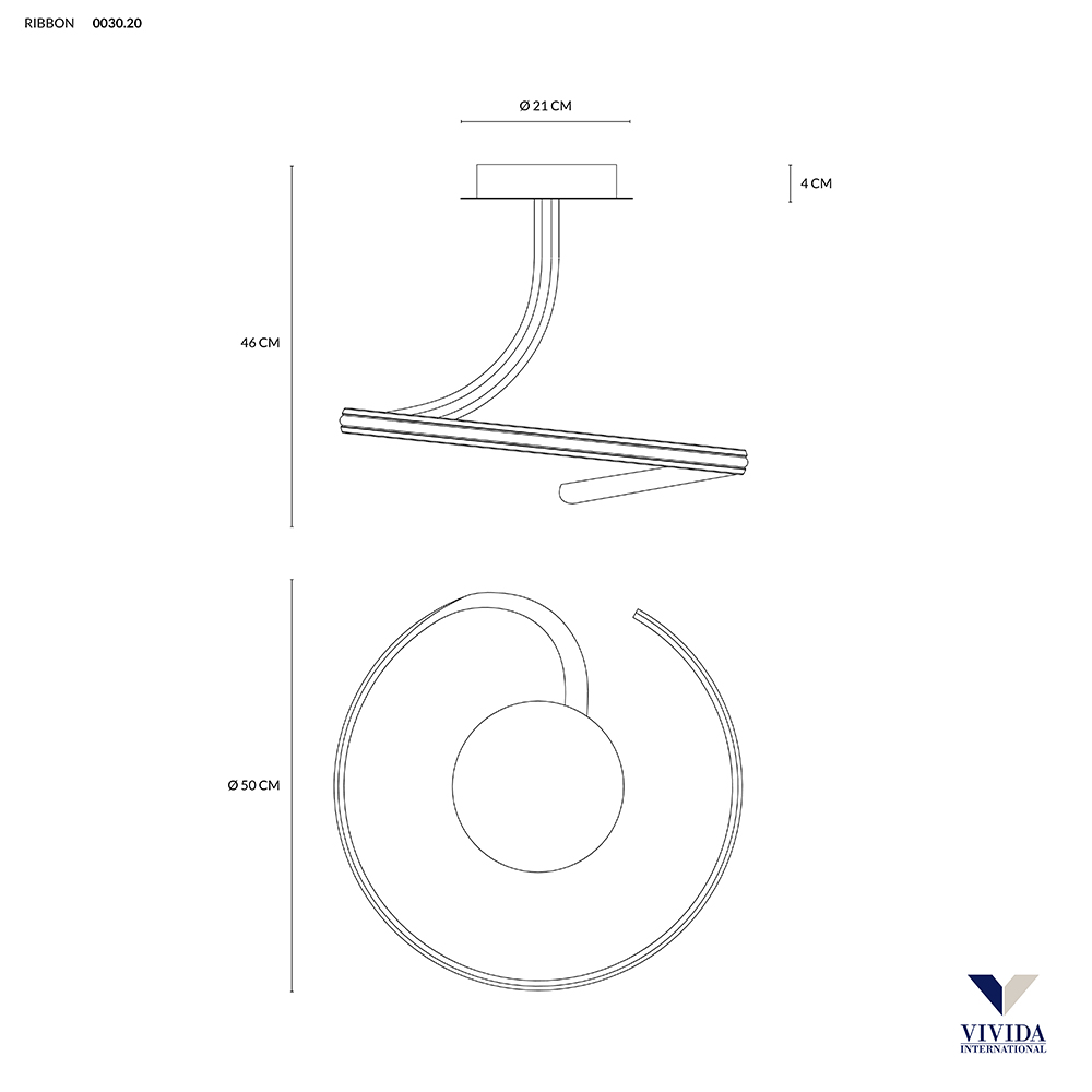 RIBBON SOSPENSIONE Ø50 BIANCO 20W 3000K 