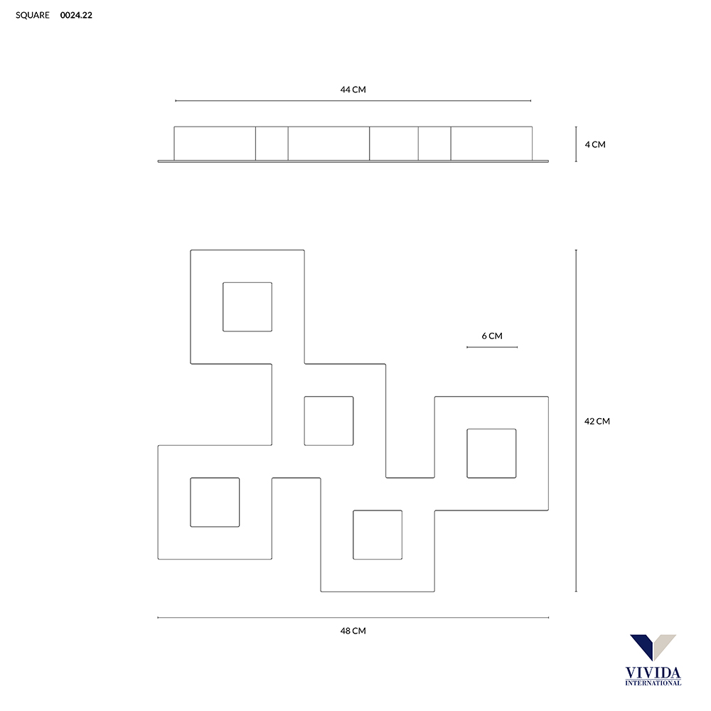 SQUARE PLAFONIERA 48 BIANCO 37W 3000K