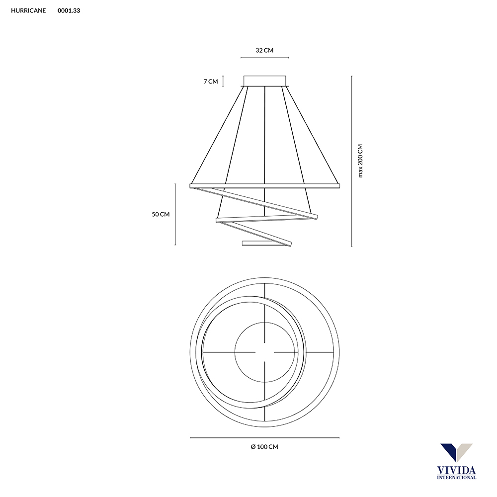 HURRICANE SOSPENSIONE 5 ANELLI 175W DIMMERABILE