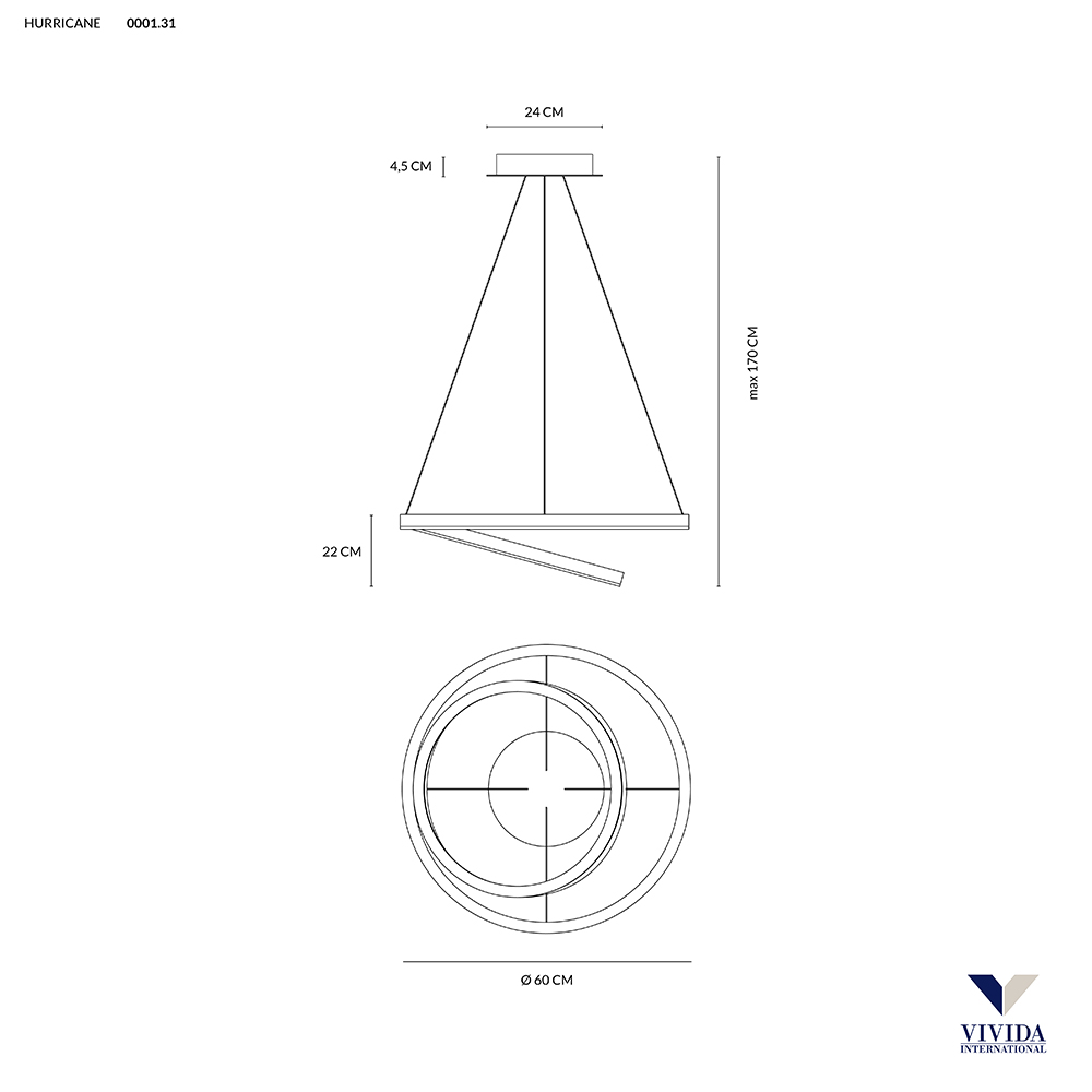 HURRICANE SOSPENSIONE 2 ANELLI 60W