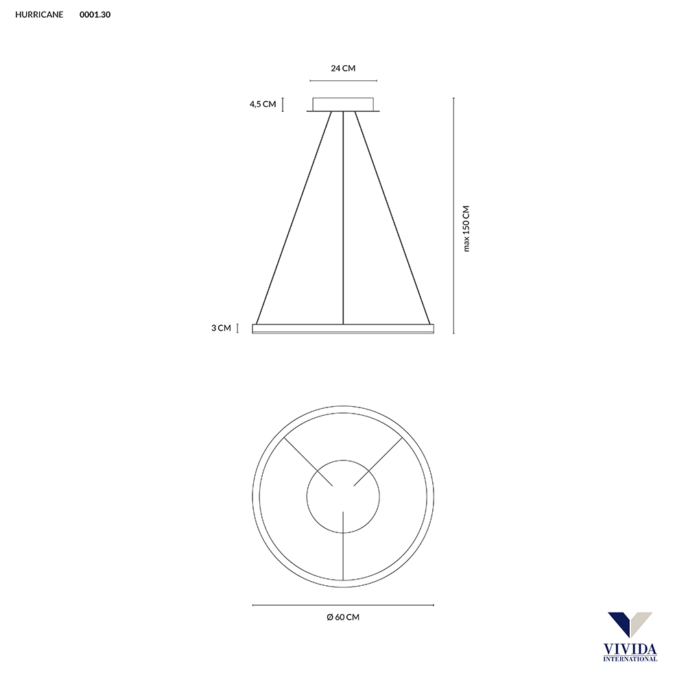HURRICANE SOSPENSIONE 1 ANELLO 38W DIMMERABILE