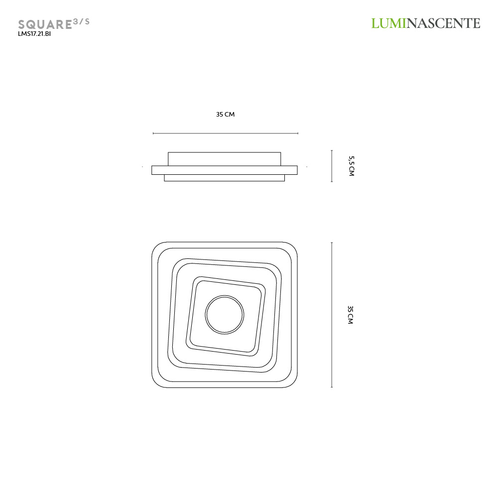SQUARE 3/S PLAFONIERA BIANCO 38W 3000K - 4000K