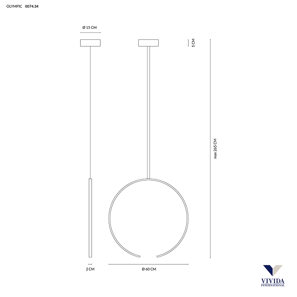 OLYMPIC SOSPENSIONE Ø60 VERTICALE NERO 30W 3000K