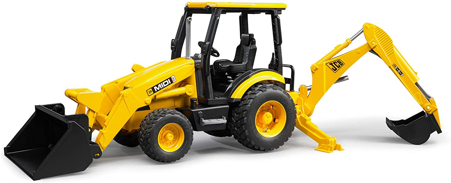 JCB - Camion trasportatore per carichi pesanti, JCB, include camion da costruzione JCB e camion trasportatore, luci e suoni realistici, giocattoli per sabbiere per interni ed esterni, dai 3 anni in su