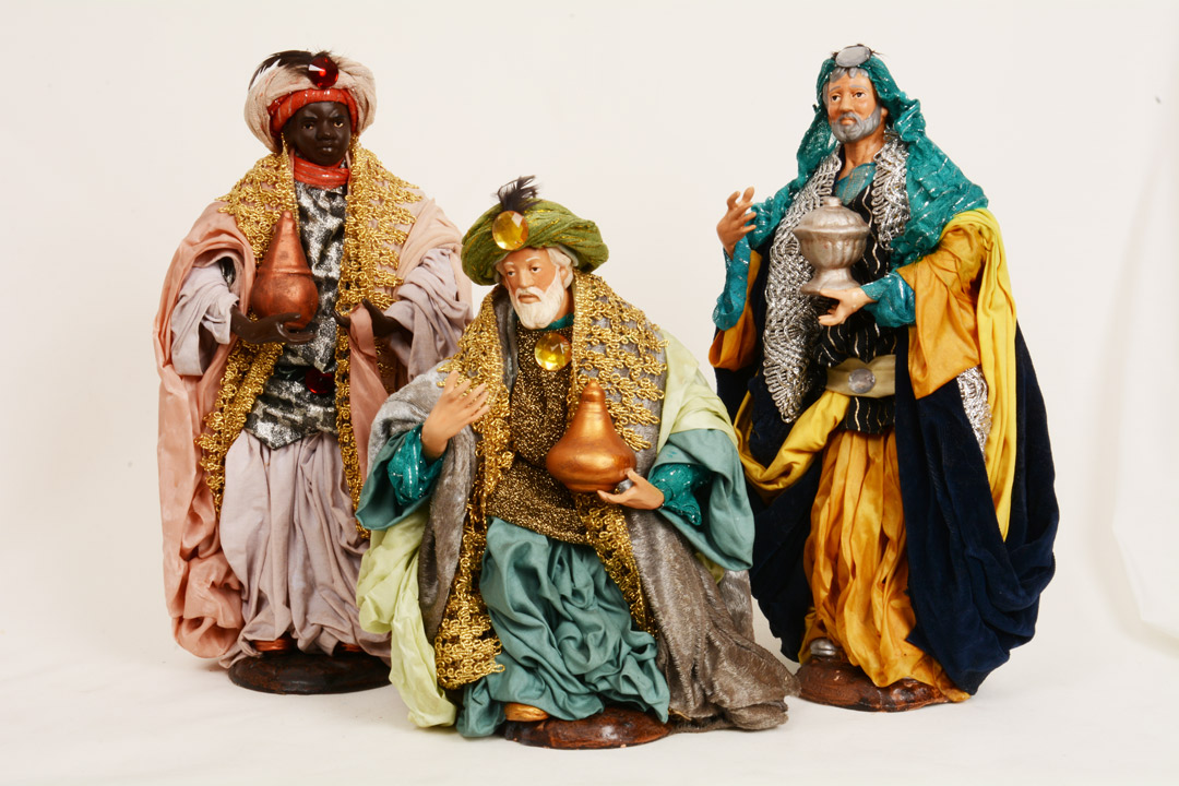 Re Magi in Terracotta e Tessuto 30 cm Artigianato Napoletano