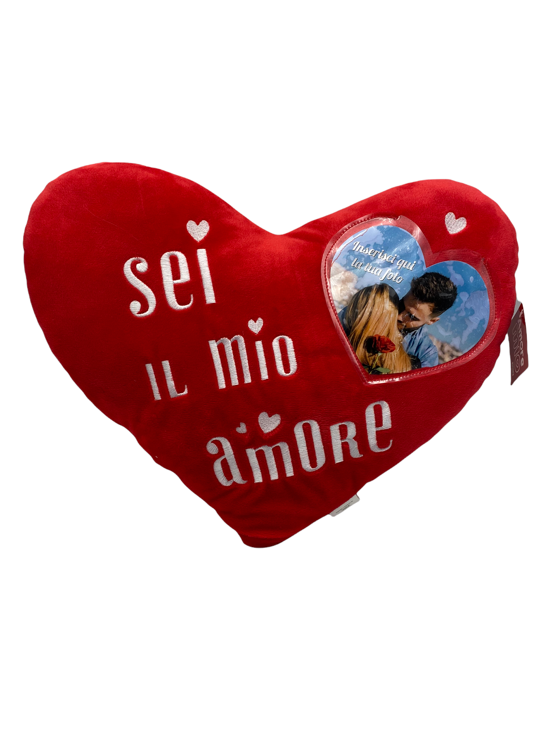 Cuscino Fotografico A Forma Di Cuore Con Rose, 45x40 Cm. Federa In Satin Stampabile Con Imbottitura Inclusa. Regalo Personalizzato Per San Valentino, Compleanno, Anniversario. Scegli Foto E Testo.