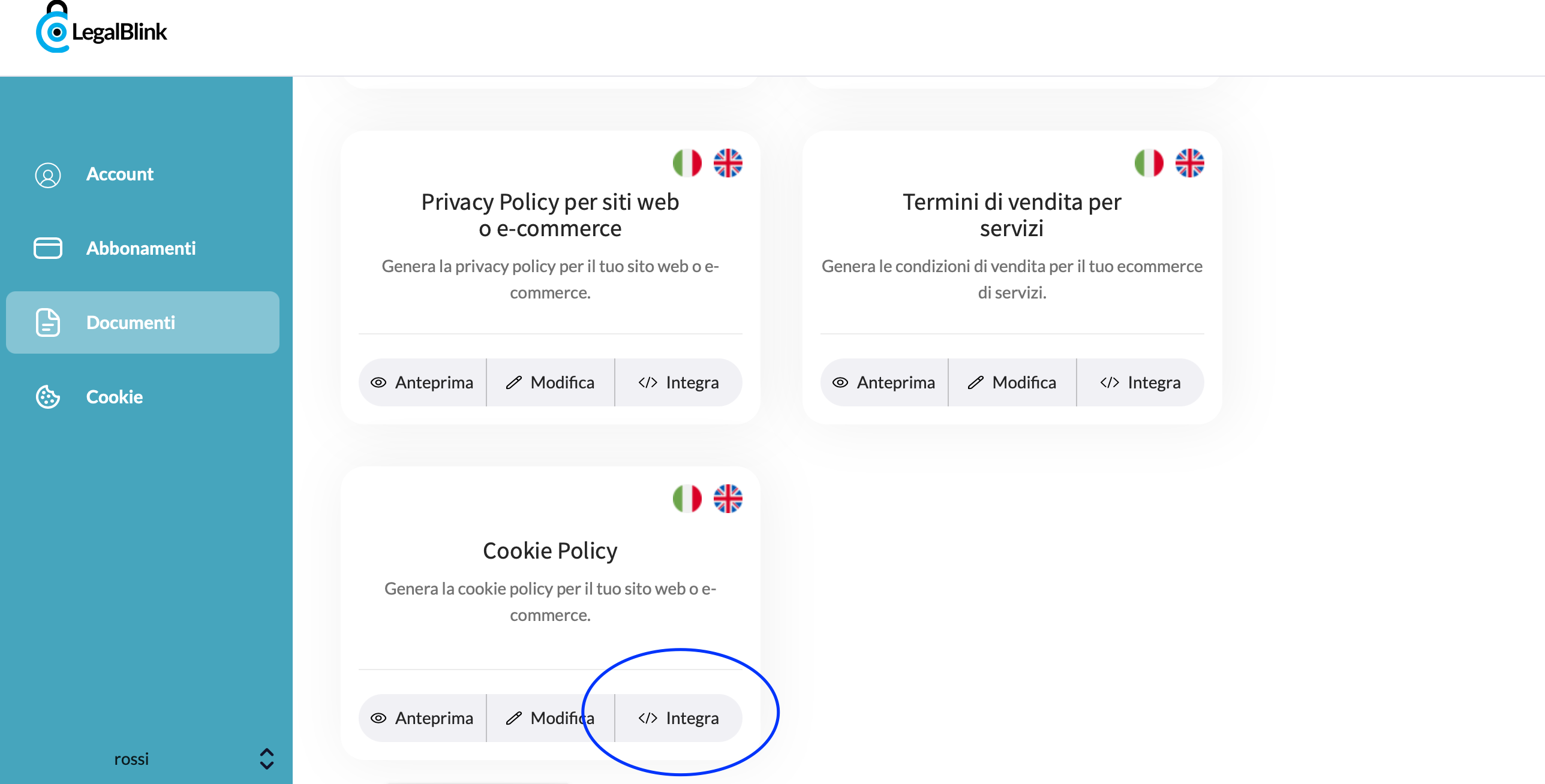 integra la cookie policy sul tuo sito web