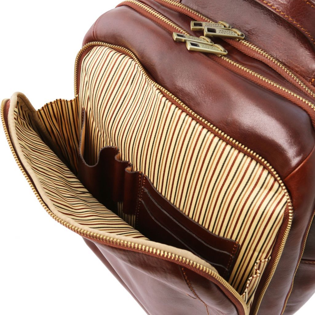 Tuscany Leather TL141402 0 Phuket - 3 Compartments leather laptop backpack