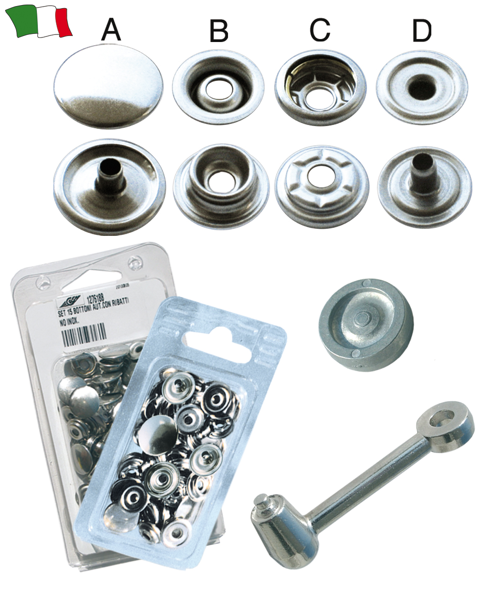 Kit 4 Stampini Per Bottoni A Pressione - Acciaio Inox, Per Macchine Manuali, Formati 12/15/21.5mm - Foto 3