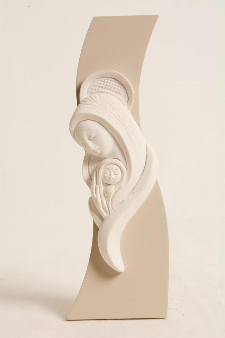 Bassorilievo Madonna con Bambino Bianco Luna 4751B 16x5 cm