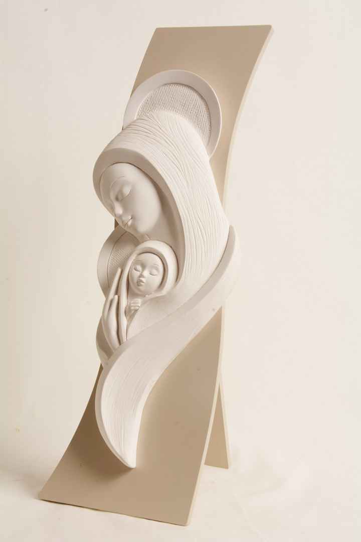 Bassorilievo Madonna con Bambino Bianco Luna 4753B 41,5x15,5 cm