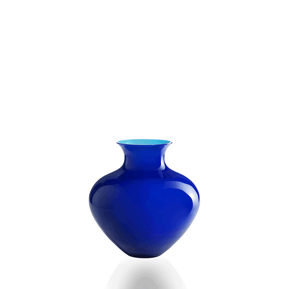 Vaso decorativo doppio in vetro blu e rosso