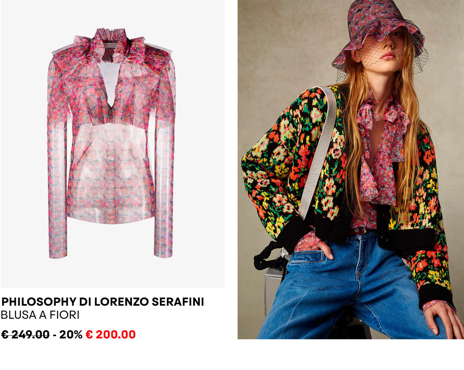 Philosophy Lorenzo Blusa fiori tulle