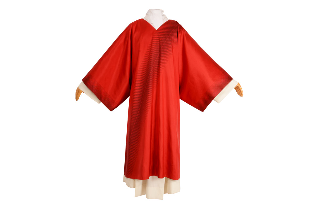 Dalmatica DSER15 Trama rosso- Pura Seta foderata