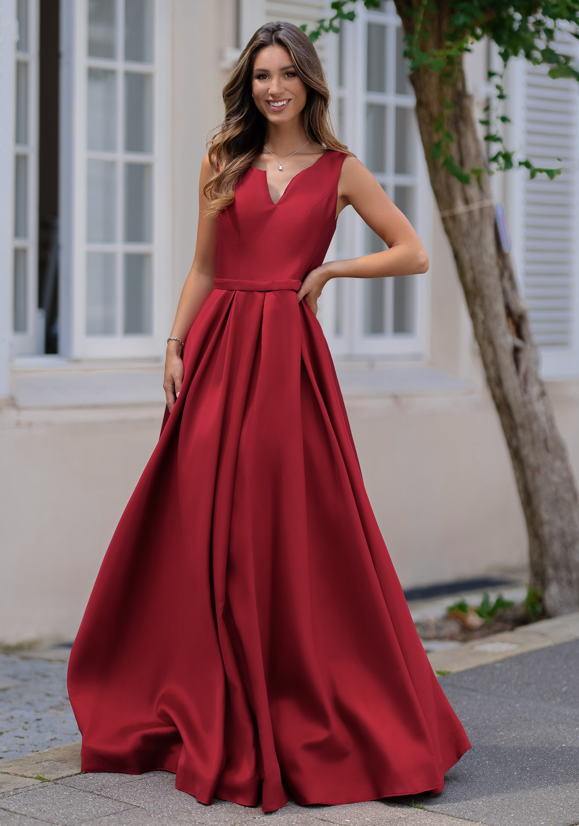 Vestito cerimonia store lungo rosso