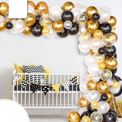 Set 110 palloncini Oro Bianco e Nero