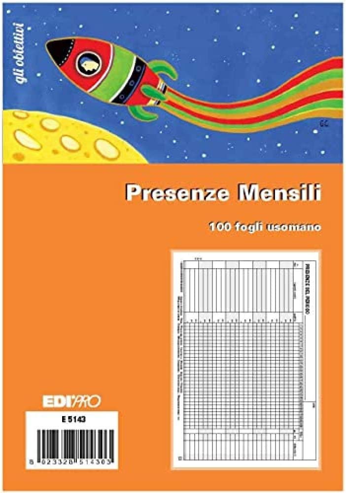 Libro presenze mensili - Blocco 50/50 fogli autoricalcante prenumerato -  21,5x29,7 cm