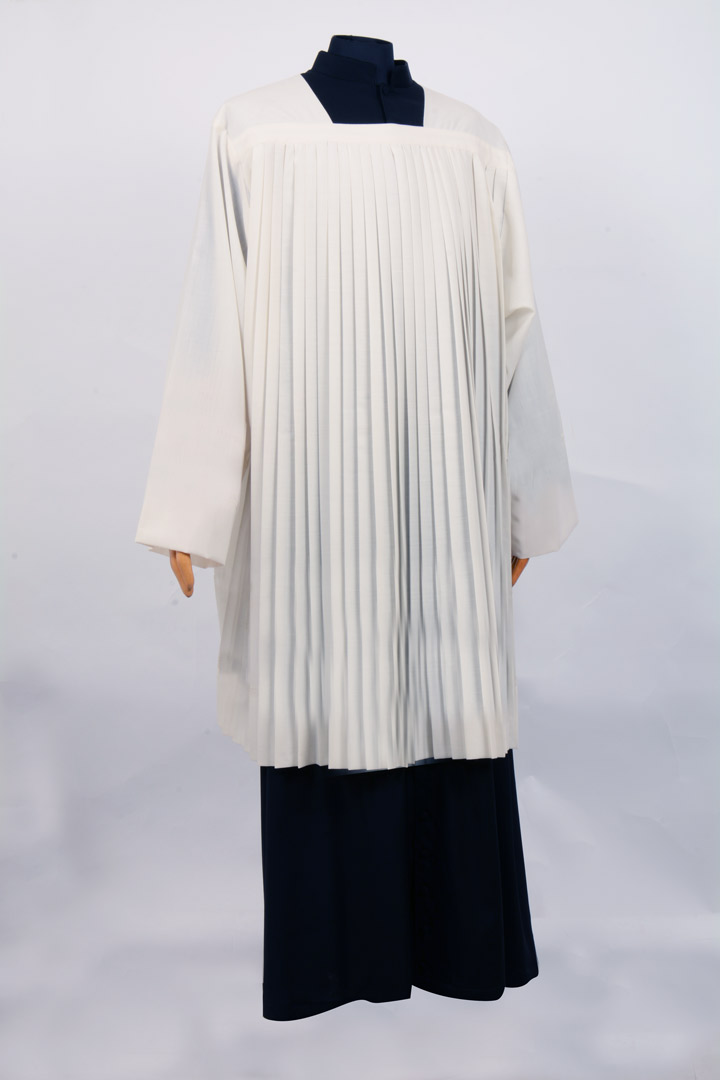 Rocchetto lavorazione a plissè ter. lana leggero candido