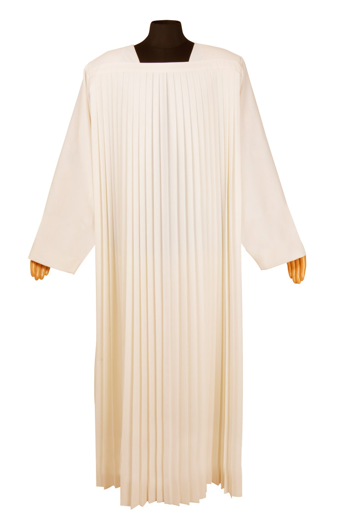 Camice lavorazione a plissè ter. lana leggero avorio