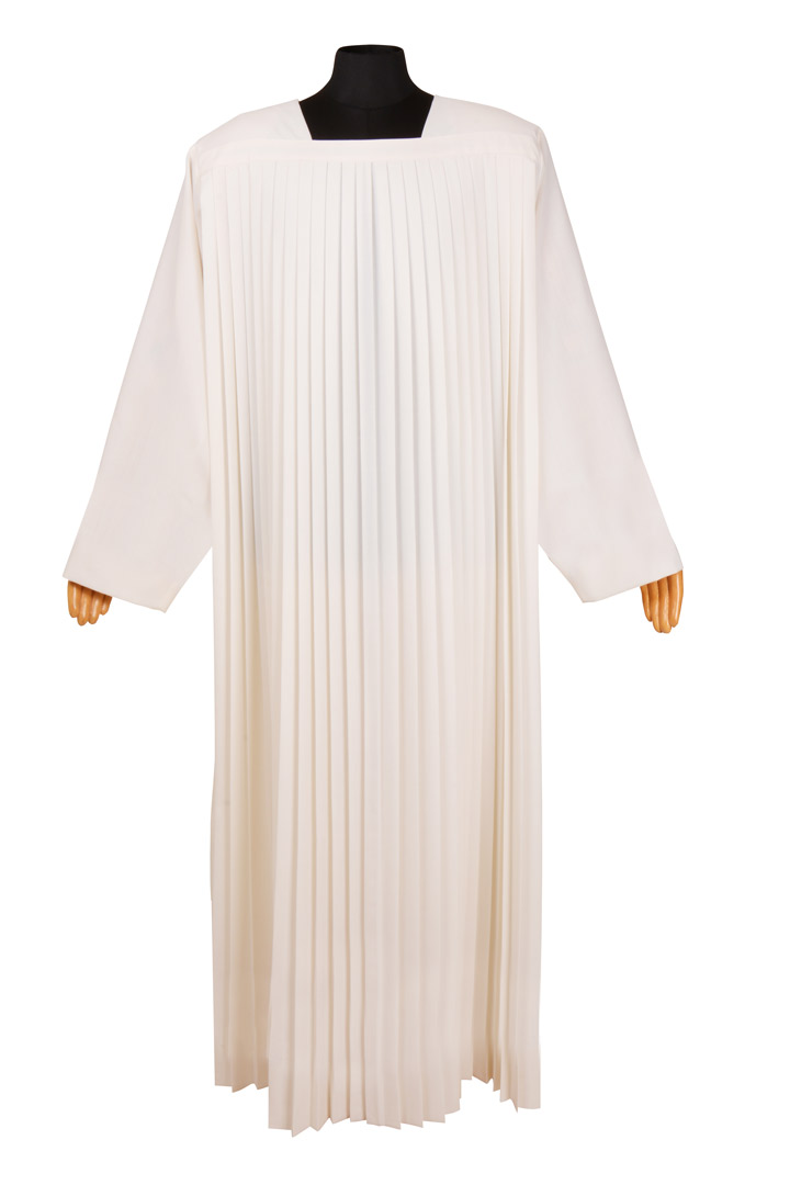 Camice lavorazione a plissè ter. lana leggero candido