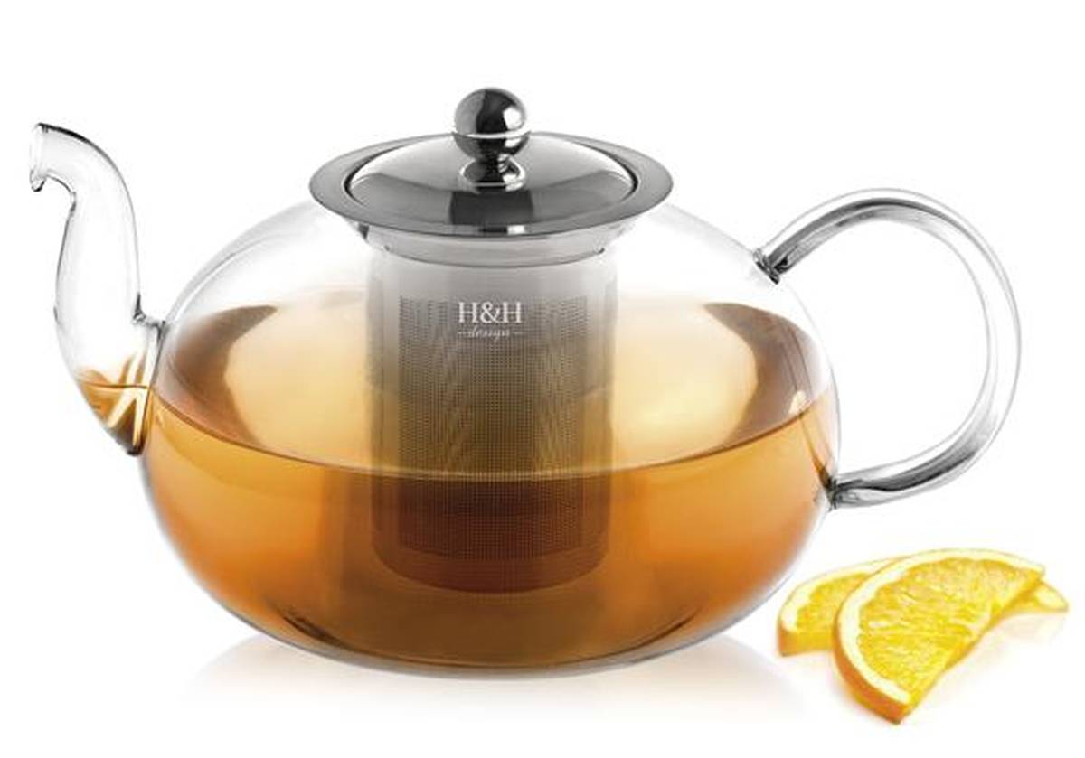 SILBERTHAL Teiera Vetro borosilicato 1,5 Litri, Teiera per Tisane, Infusiera Vetro con filtri, Teiera Vetro con infusore