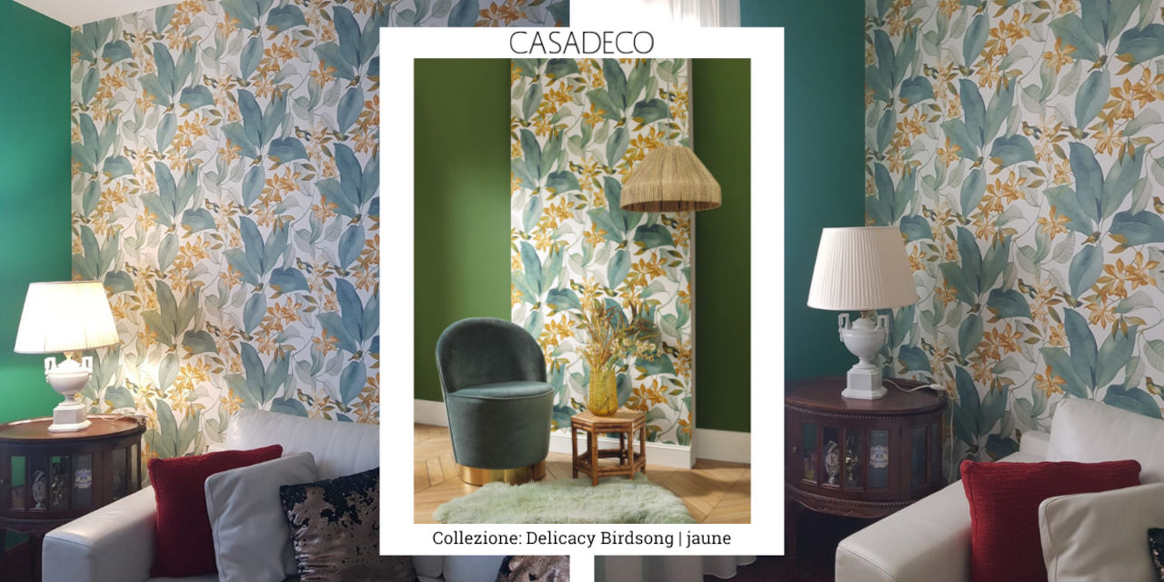 carta-da-parati-casadeco-delicacy-birdsong-Vert _ jaune