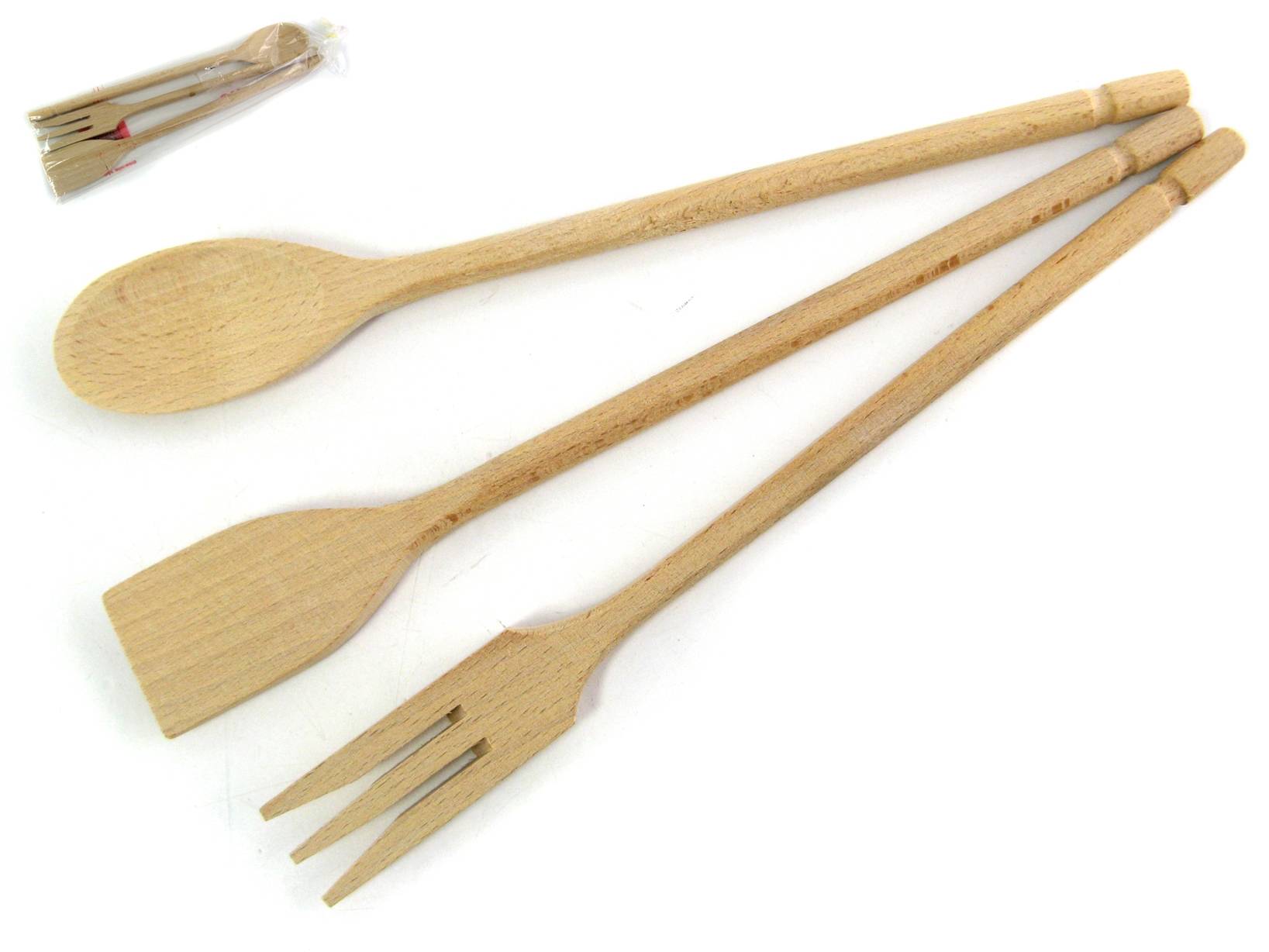 Set 3 Utensili In Legno Chiaro