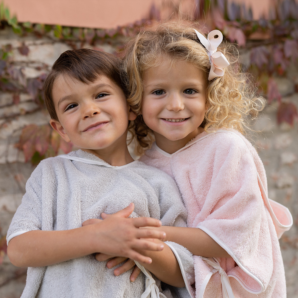 Poncho per bambini Calce-Avorio 