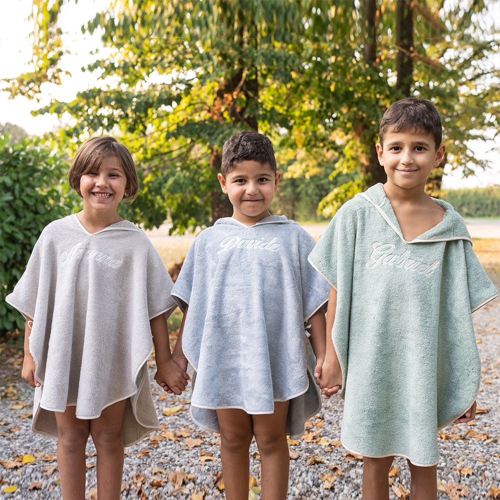 Poncho per bambini Calce-Avorio 